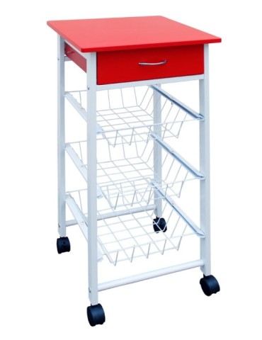 VERDULERO  METAL  BLANCO-ROJO  INALSA