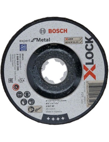 DISCO  DESBASTE  ACERO  XLOCK  125X6MM  2608619259