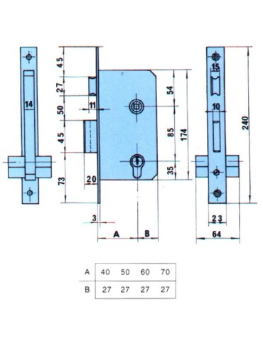 CERRADURA  EMBUTIR  HL  50  MM  5401/5700