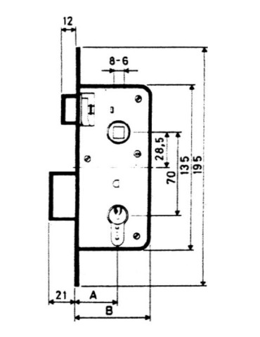 CERRADURA  EMBUTIR  F/  LATON  45  MM  1301-245A311