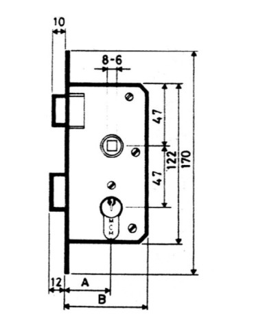 CERRADURA  EMBUTIR  F/  LATON  35  MM  1501-2