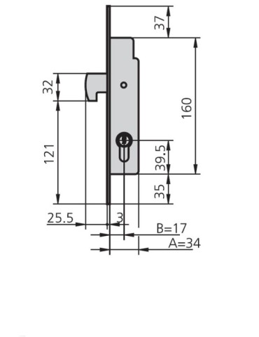 CERRADURA  EMBUTIR  MET  HN  17  MM  1982/0