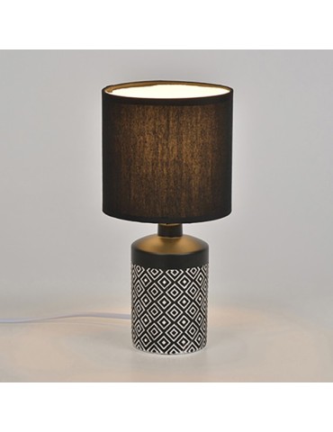 LAMPARA  MESA  CERAMICA/ALGODON  NEG/BLCO  -  654377