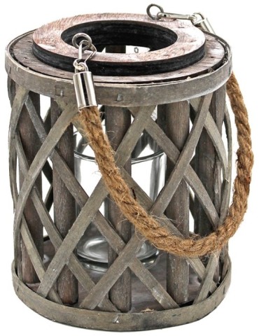 FAROLILLO  MIMBRE  GARDEN  GRIS  12X14  CM  6701605