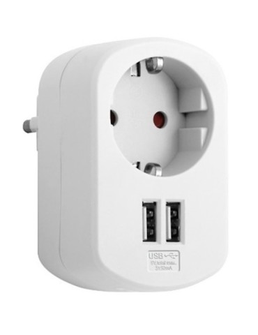 CLAVIJA  ADAPTADOR  1T+2USB  BCO  16  A  CL118154
