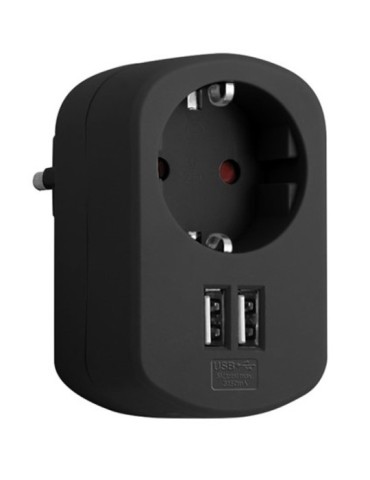 CLAVIJA  ADAPTADOR  1T+2USB  NEGR  16  A  CL118161