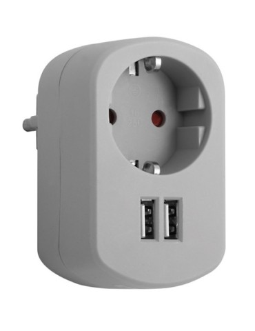 CLAVIJA  ADAPTADOR  1T+2  USB  GRIS  16  A  CL118123