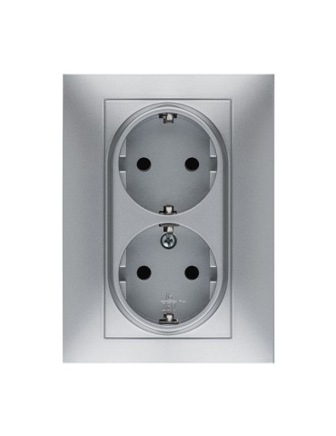 BASE  ENCHUFE  EMPOTRAR  DOBLE  TT  ALUMINIO  16  A  9225