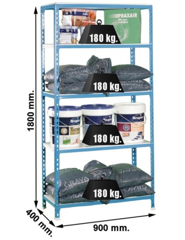 ESTANTERIA  S/T  AZUL/BLANCA  180X90X30  PT0970