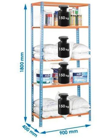 ESTANTERIA  S/T  AZUL/NARANJA+MA  180X90X40  PT0972