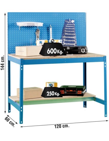 BANCO  TRABAJO  C/  PANEL  HTAS  144X120X60  PT0977