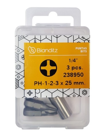 PUNTAS  PH  1-2-3X25  MM  EX  +ADAP  1/4''  238950