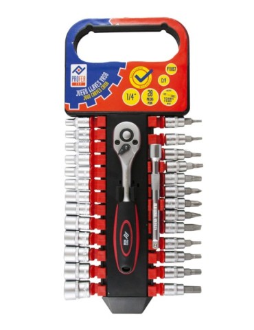 LLAVE  VASO  JGO  28  PZ  +CARRACA  1/4''  PT1057