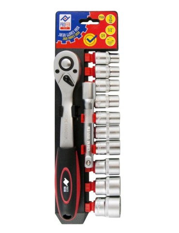 LLAVE  VASO  JGO  12  PZ  +CARRACA  1/2''  PT1058