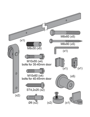 KIT  CORREDERA  RUSTICO  80  NEGRA  2  M  0  989  00
