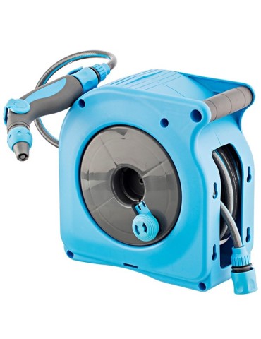 MINI  ENROLLADOR  MANUAL  AZUL+MANGUERA+PISTOLA  10  M  9805845