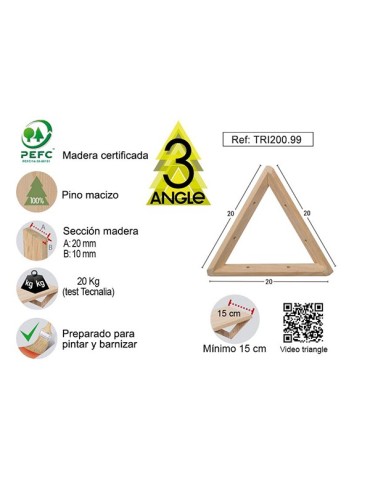 ESCUADRA  TRIANGLE  PINO  S/BARN  20X20X20  TRI200.99