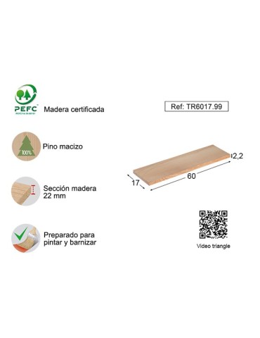 BALDA  MURAL  PINO  22MM  S/BARN  60X17  CM  TR6017.99