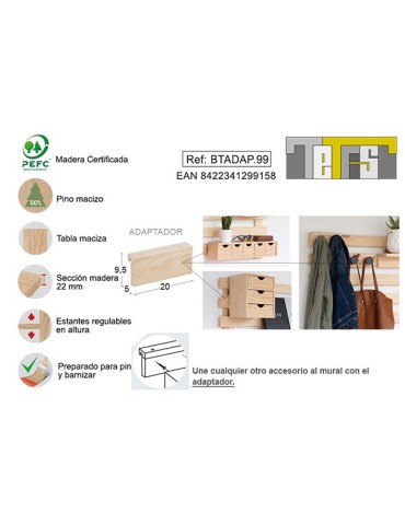 ADAPTADOR  TETRIS  PINO  22  MM  S/BARN  20X5X9,5CM  BTADAP.99