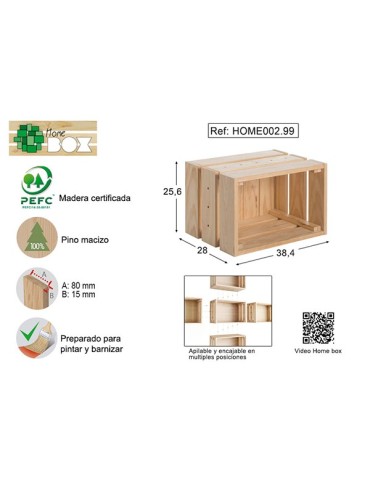 CAJA  PINO  S/BARN  HOME  BOX  38X26X28  HOME002.99