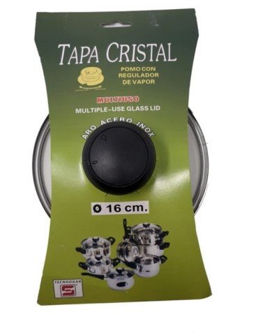 TAPA  CRISTAL  C/REGULADOR  VAPOR  20  CM  1622