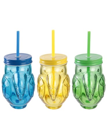 BOTELLA  VIDRIO  TUCAN  C/PAJITA  450  ML  KA3532