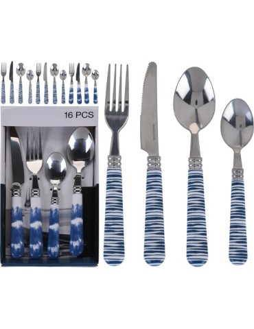 CUBERTERIA  AZUL  SET-16  SURTIDO  -  258100010