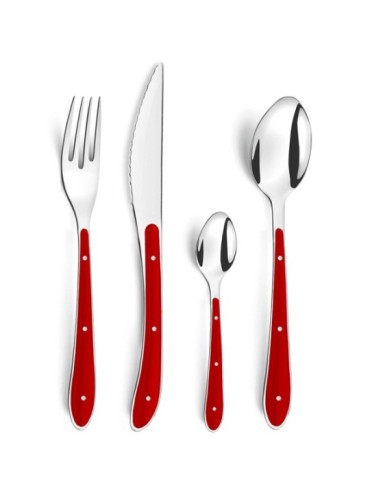 CUBERTERIA  INOX+PP  BISTRO  ROJO  24  PZAS  7437238