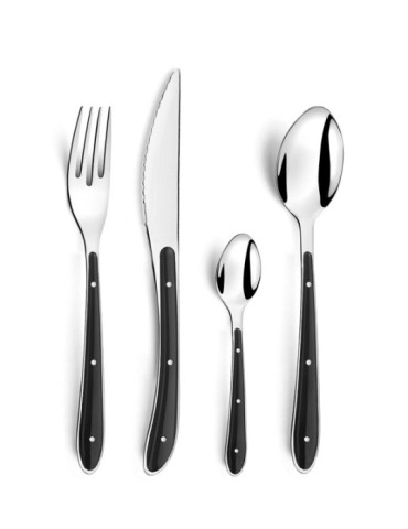 CUBERTERIA  INOX+PP  BISTRO  NEGR  24  PZAS  7437240