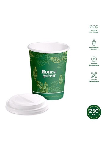 VASO  DESECHABLE  CARTON  E.GREEN  C/TAPA  B/8  250  CM3  10322