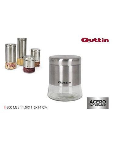 BOTE  ALMACENAMIENTO  VIDRIO/ACERO  0,8  L  BQ03030173112