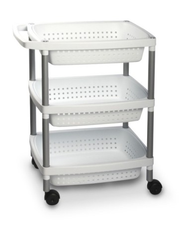 CARRO  MULTIUSO  3  CESTAS  BLANCO  36X52X63CM  7738001