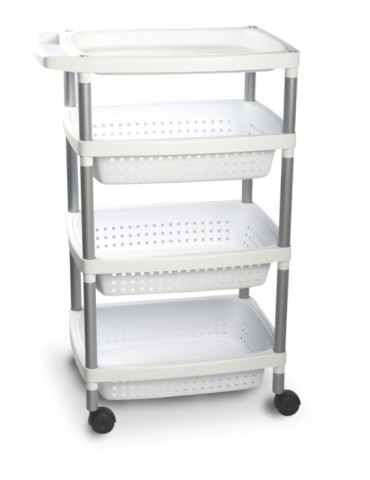 CARRO  MULTIUSO  4  CESTAS  BLANCO  36X52X79,5  7738201