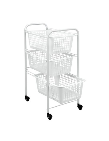 CARRO  MULTIUSO  3  CESTAS  BLANCO  38X30X68CM  341803