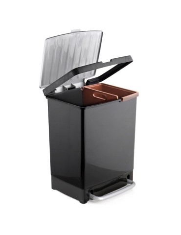 CUBO  PEDAL  RECICLAJE  NEGRO  25L  17+8  L  1101600