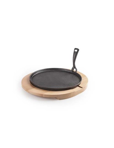 PLATO  HIERRO  FUNDIDO  C/BASE  MADERA  26  CM  627026