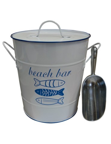 CUBO  HIELO  METAL  PECES  BCO  24X22X23CM  LC-152152