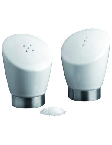 SALERO  Y  PIMENTERO  PORCEL/INOX  -  5906