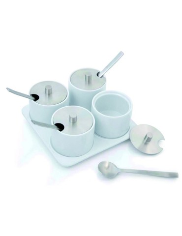 SALSERAS  JGO.  4  PORCEL/INOX  -  5913