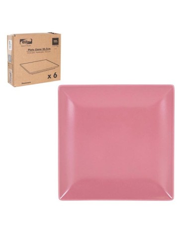 PLATO  LLANO  CUADRADO  ROSA  26,5  CM  R25001