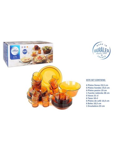 VAJILLA  VIDRIO  AMBAR  LYS  44  PZ  A80-9011DS