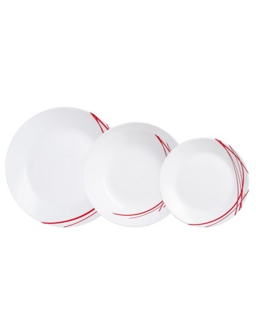 VAJILLA  VIDRIO  DOLOMITE  ROJO  18  PZ  9313363