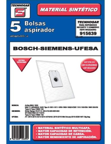 BOLSA  ASPIRADOR  5  U.  BOSCH-UFE  -  915639