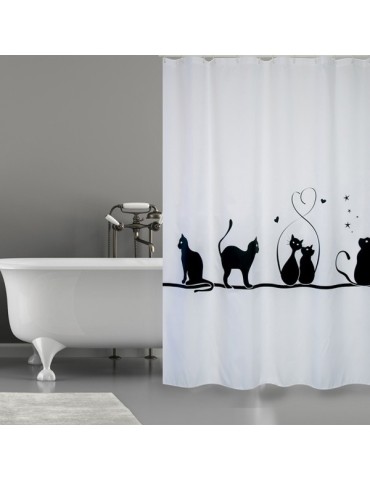 CORTINA  BAÃO  POLIESTER  GATITOS  -  141750