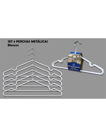PERCHA  METAL  ANTIDES.  SET-5  BL  -  7305