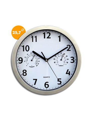 RELOJ  PARED  C/TERMOMETRO-HIGRO  23  CM  7121