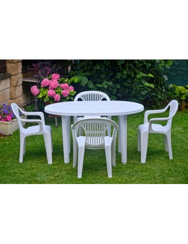 MESA  JARDIN  OVAL  BLANCA  130X90  CM  4020