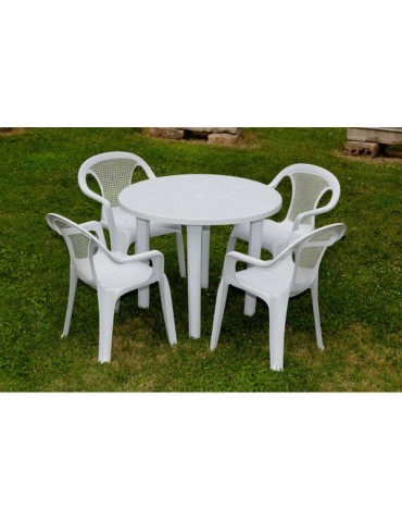 MESA  JARDIN  REDONDA  BLANCA  90  CM  4024