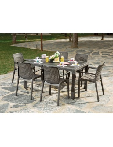 MESA  JARDIN  RATTAN  ELEGANTE  150X90X72C  409006