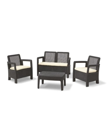 CONJUNTO  RATAN  TARIFA  LOUNG  4P  MARRON  -  203588